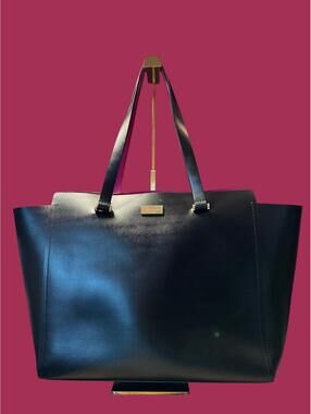 Kate Spade Black Leather Tote Bag with Gold Hardware